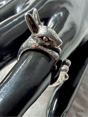 Antique Style Silver Bunny Rabbit Wrap Ring, Adjustable 🐰